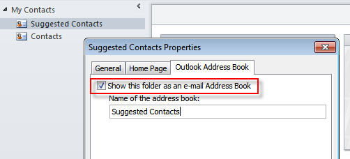 outlook 2016 contacts not in address book